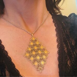 Elegant Gold Filigree Pendant Necklace Vintage Necklace